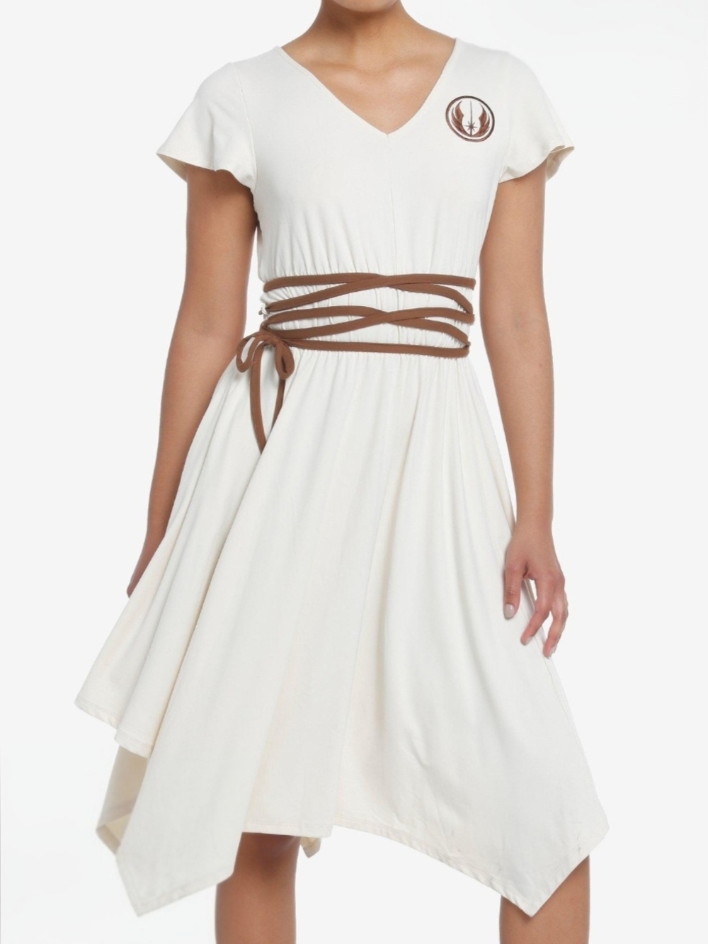 Her Universe Cream Midi Dress with Brown Waist Wrap